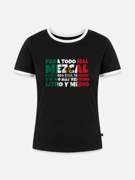 Mexiko - Frauen Kontrast-T-Shirt - Schwarz/Weiß