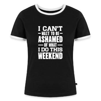 Sadomaso BDSM Domina SM Sado Maso Geschenk - Frauen Kontrast-T-Shirt - Schwarz/Weiß - Vorne - Selfina (174cm)