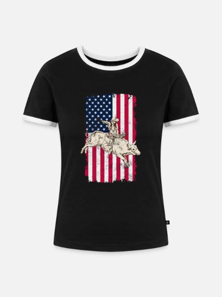 Cowboy - Frauen Kontrast-T-Shirt - Schwarz/Weiß
