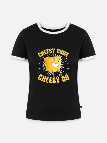 Käse Käsekuchen Essen Geschenk - Frauen Kontrast-T-Shirt - Schwarz/Weiß