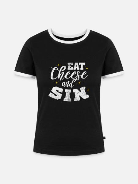 Käse - Frauen Kontrast-T-Shirt - Schwarz/Weiß