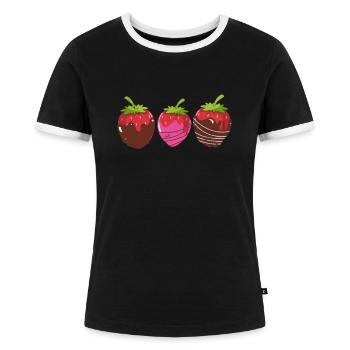 Schokolade - Frauen Kontrast-T-Shirt - Schwarz/Weiß - Vorne - Selfina (174cm)