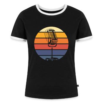 Sänger Sängerin Singen Musiker Geschenk - Frauen Kontrast-T-Shirt - Schwarz/Weiß - Vorne - Selfina (174cm)