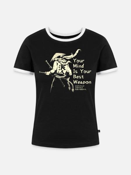 Samurai - Frauen Kontrast-T-Shirt - Schwarz/Weiß