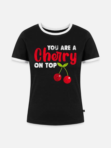Kirsche - Frauen Kontrast-T-Shirt - Schwarz/Weiß