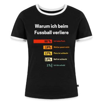 Warum ich beim Fußball verliere Fußball - Frauen Kontrast-T-Shirt - Schwarz/Weiß - Vorne - Selfina (174cm)