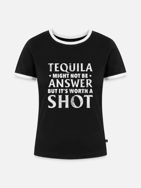 Tequila - Frauen Kontrast-T-Shirt - Schwarz/Weiß
