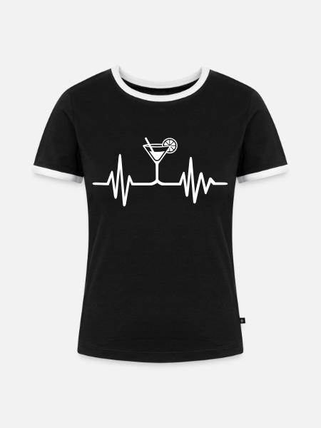 Cocktail - Frauen Kontrast-T-Shirt - Schwarz/Weiß