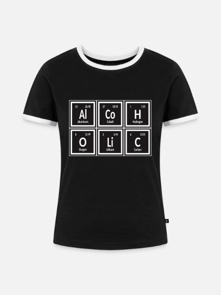 Alkoholische | Periodensystem der Elemente - Frauen Kontrast-T-Shirt - Schwarz/Weiß