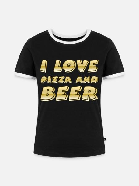 Pizza - Frauen Kontrast-T-Shirt - Schwarz/Weiß