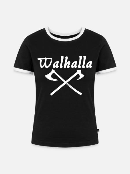 Walhalla weiß - Frauen Kontrast-T-Shirt - Schwarz/Weiß