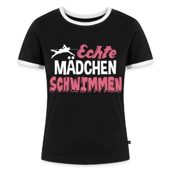 Echte Mädchen schwimmen - Frauen Kontrast-T-Shirt - Schwarz/Weiß - Vorne - Selfina (174cm)