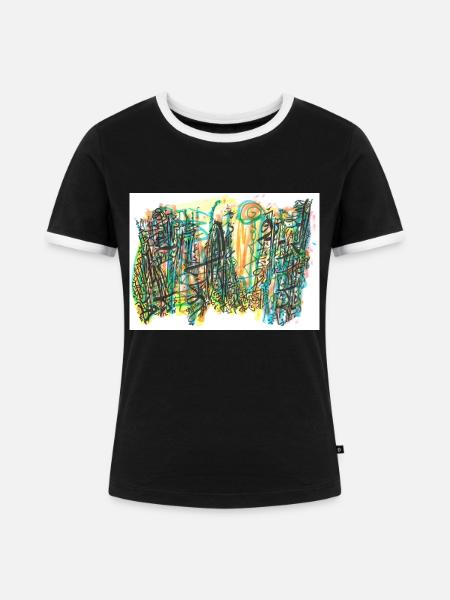 240718 01 - Frauen Kontrast-T-Shirt - Schwarz/Weiß