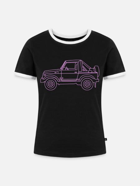 4x4 Rosa - Frauen Kontrast-T-Shirt - Schwarz/Weiß