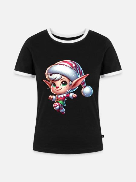 Elfe - Frauen Kontrast-T-Shirt - Schwarz/Weiß