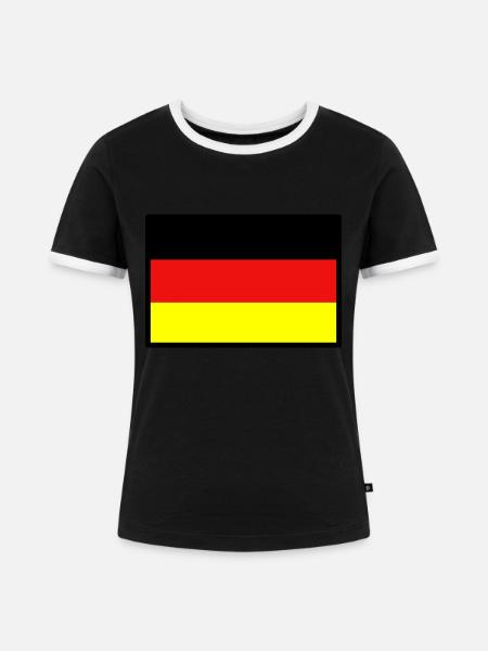 Deutschlandfahne - Frauen Kontrast-T-Shirt - Schwarz/Weiß
