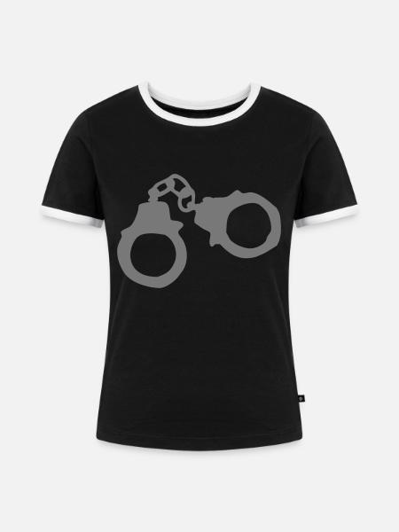handschellen_1 - Frauen Kontrast-T-Shirt - Schwarz/Weiß