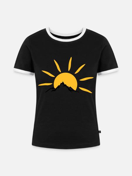 Landschaft - Berge Sonne - Frauen Kontrast-T-Shirt - Schwarz/Weiß