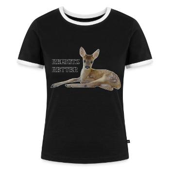 Rehkitz 8 - Frauen Kontrast-T-Shirt - Schwarz/Weiß - Vorne - Selfina (174cm)