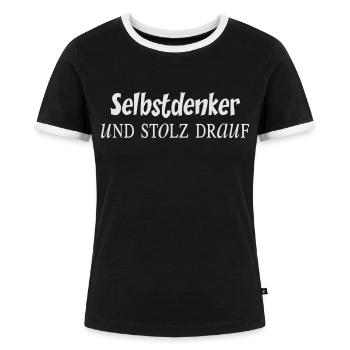 selbstdenker hell 2 - Frauen Kontrast-T-Shirt - Schwarz/Weiß - Vorne - Selfina (174cm)