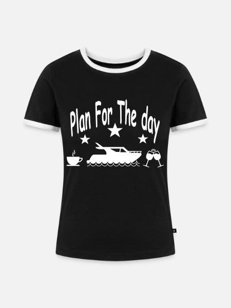 Boot - Frauen Kontrast-T-Shirt - Schwarz/Weiß