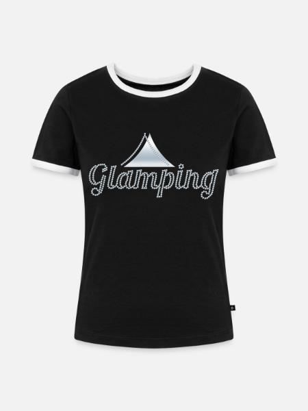 glamping silver - Frauen Kontrast-T-Shirt - Schwarz/Weiß