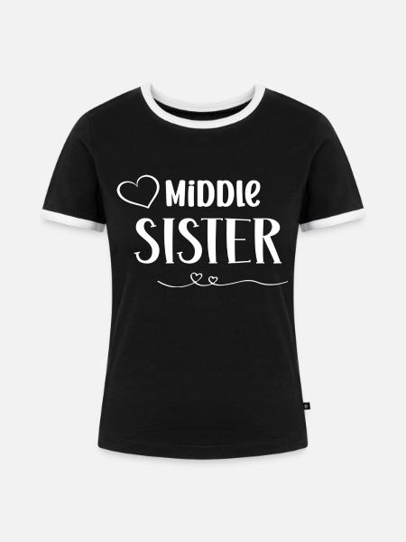 Middle Sister - Frauen Kontrast-T-Shirt - Schwarz/Weiß