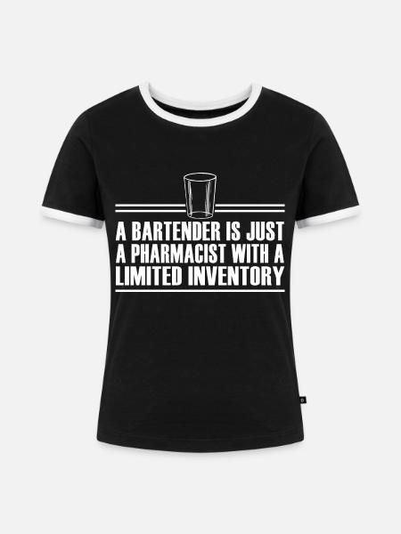 Bartender begrenztes Inventar - Frauen Kontrast-T-Shirt - Schwarz/Weiß