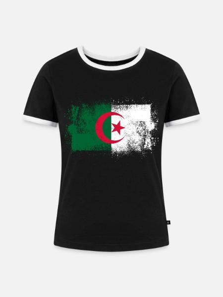 Algerien - Frauen Kontrast-T-Shirt - Schwarz/Weiß