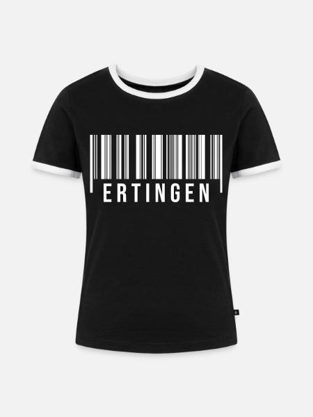 Schwaben Strichcode Ertingen - Frauen Kontrast-T-Shirt - Schwarz/Weiß