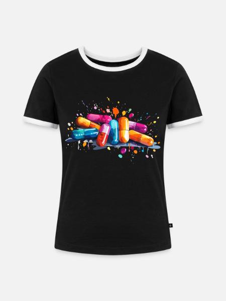 bunte Pillen - Frauen Kontrast-T-Shirt - Schwarz/Weiß