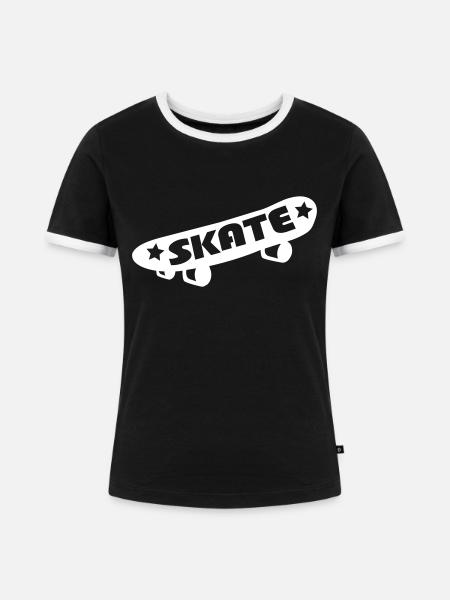 Skateboard - Frauen Kontrast-T-Shirt - Schwarz/Weiß