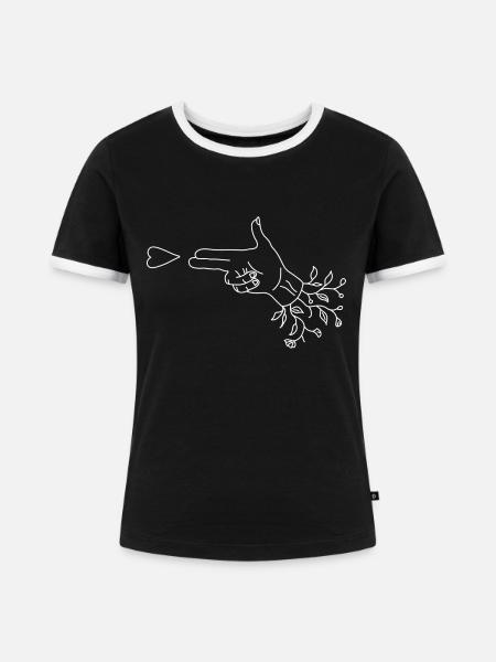 Liebes Schuss - Frauen Kontrast-T-Shirt - Schwarz/Weiß