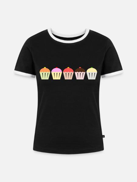 Cupcakes - Frauen Kontrast-T-Shirt - Schwarz/Weiß