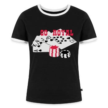 Royal Flush GO ROYAL - Frauen Kontrast-T-Shirt - Schwarz/Weiß - Vorne - Selfina (174cm)