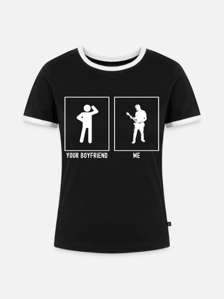 Dein Freund - Ich - Gitarrist Solo - Frauen Kontrast-T-Shirt - Schwarz/Weiß