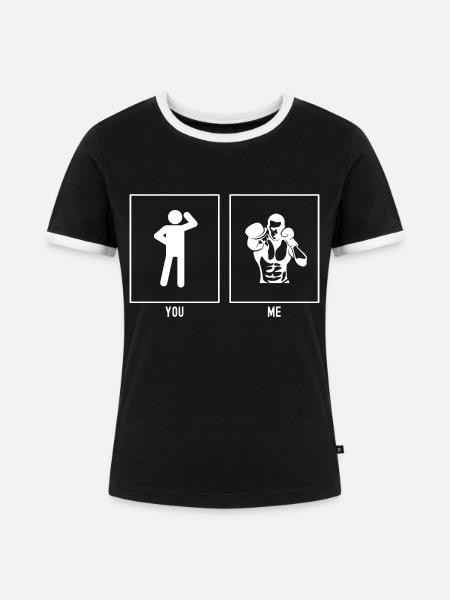 Sie - Ich - Boxen Jab - Frauen Kontrast-T-Shirt - Schwarz/Weiß