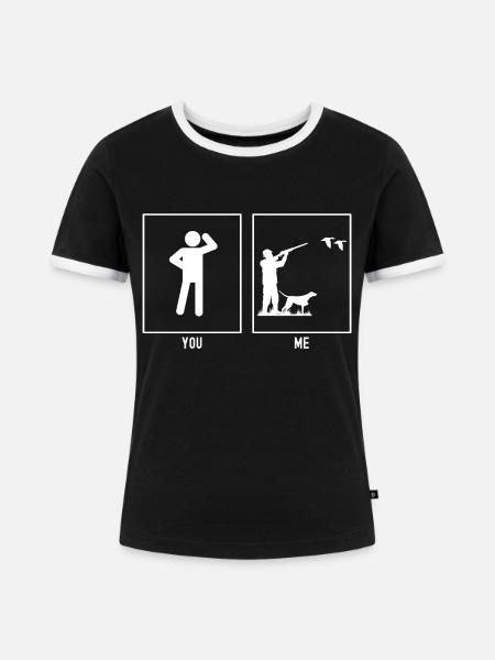 Du - Ich - Entenjagd - Frauen Kontrast-T-Shirt - Schwarz/Weiß