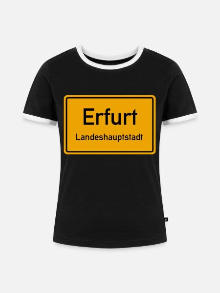 Landeshauptstadt Erfurt - Frauen Kontrast-T-Shirt - Schwarz/Weiß