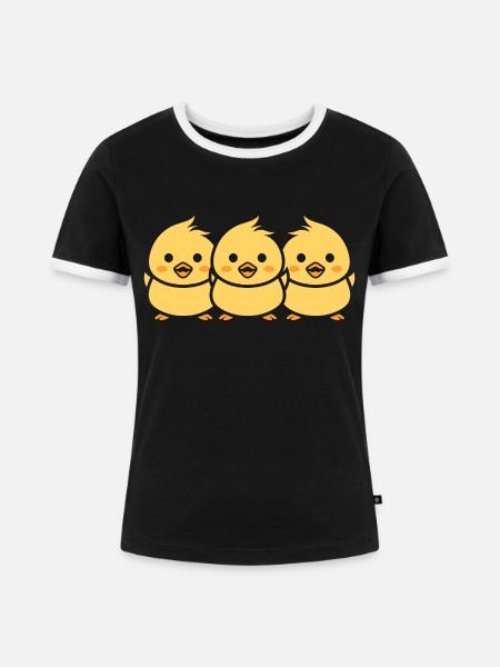 Küken - Frauen Kontrast-T-Shirt - Schwarz/Weiß