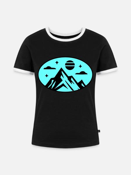 Berge Symbol - Frauen Kontrast-T-Shirt - Schwarz/Weiß