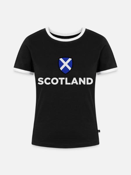Nationalflagge von Schottland - Frauen Kontrast-T-Shirt - Schwarz/Weiß