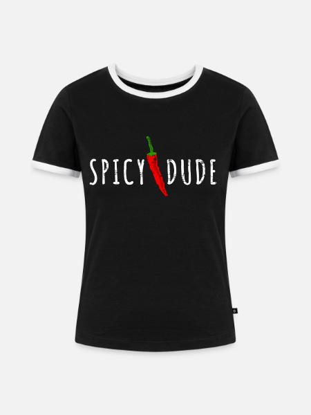 Spicy Dude - Frauen Kontrast-T-Shirt - Schwarz/Weiß