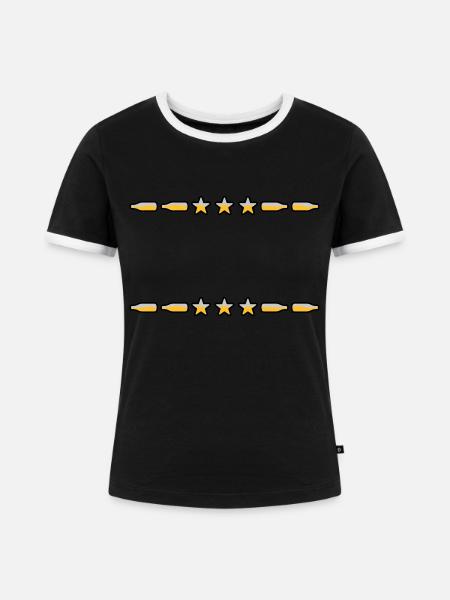 Text Rahmen Bierflaschen - Frauen Kontrast-T-Shirt - Schwarz/Weiß