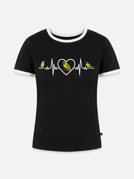 Molinasittich Papagei Vogel Sittich - Frauen Kontrast-T-Shirt - Schwarz/Weiß