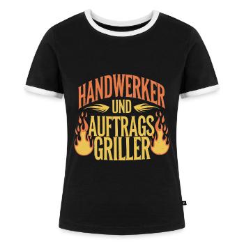 Handwerker und Auftragsgriller - Frauen Kontrast-T-Shirt - Schwarz/Weiß - Vorne - Selfina (174cm)