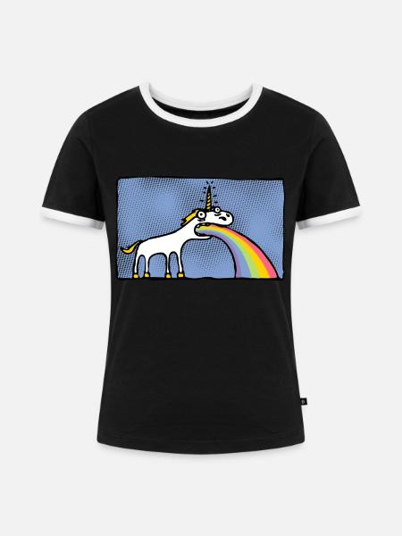 Speinhorn - Frauen Kontrast-T-Shirt - Schwarz/Weiß