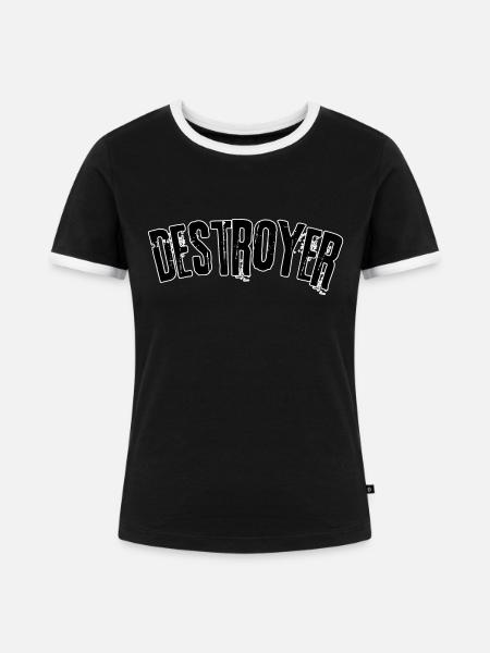 Destroyer - Frauen Kontrast-T-Shirt - Schwarz/Weiß