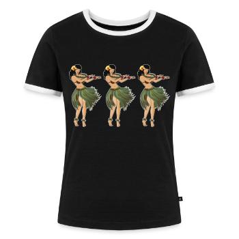 Hula Girls Hula Girl Dancing the Hula - Frauen Kontrast-T-Shirt - Schwarz/Weiß - Vorne - Selfina (174cm)