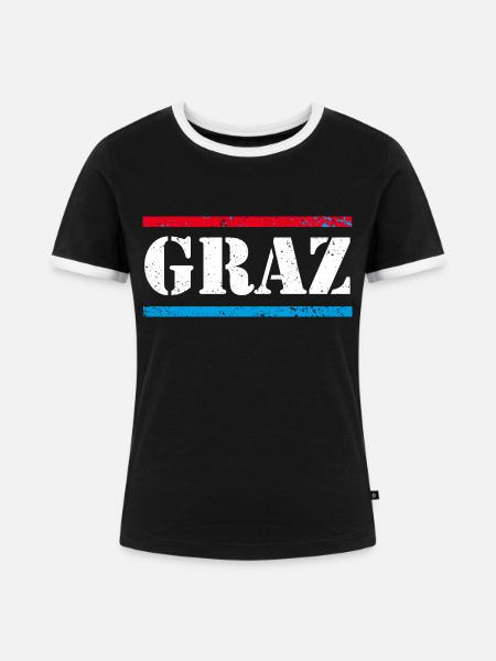 Graz - Frauen Kontrast-T-Shirt - Schwarz/Weiß
